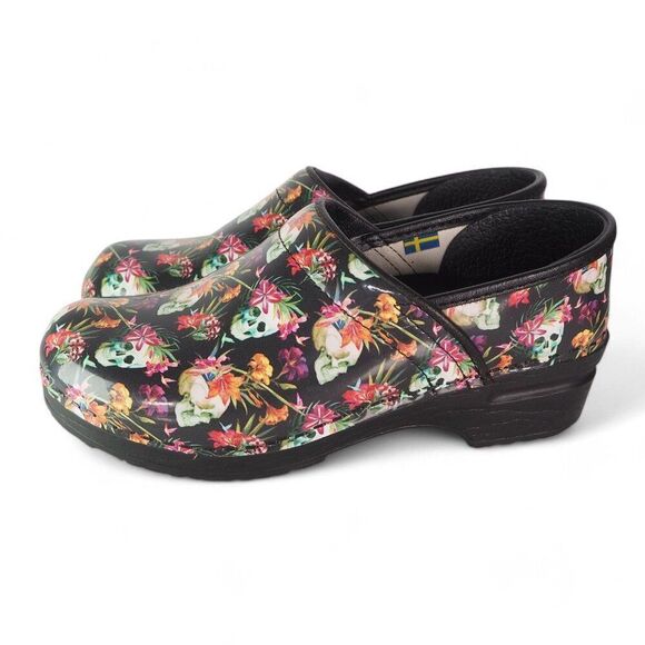 BJORK Professional Moa Skull Print Leather Clogs Multicolor Women's 7-7.5/38 - Picture 2 of 11